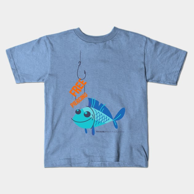 Smiling FISH - Free PIERCING funny ClipArt Kids T-Shirt by EDDArt